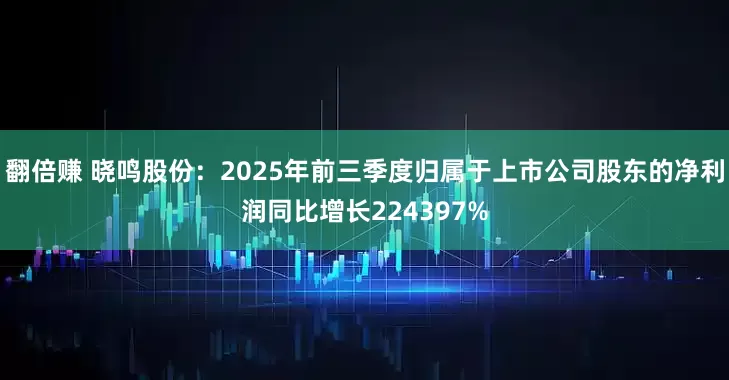 翻倍赚 晓鸣股份：2025年前三季度归属于上市公司股东的净利润同比增长224397%